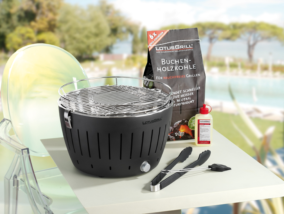 Black LotusGrill BBQ with accessories