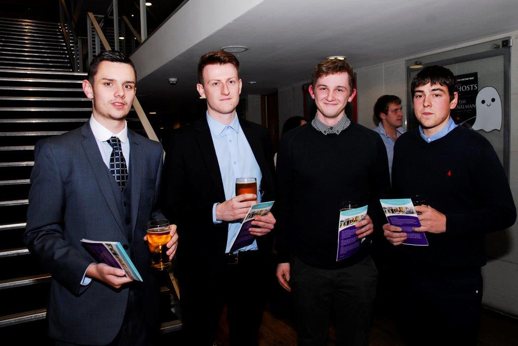 Alex Hunt, Gregory Forrest (Customer Service Manager), Matthew Jarvis and Craig Atril (Warehouse Manager) at the Hereford Apprentice Awards Evening 2014