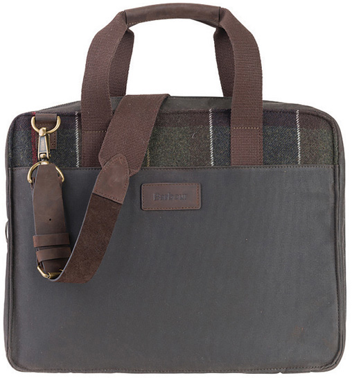 Barbour Tartan Slim Laptop Bag as a great Christmas gift for him from Philip Morris and Son